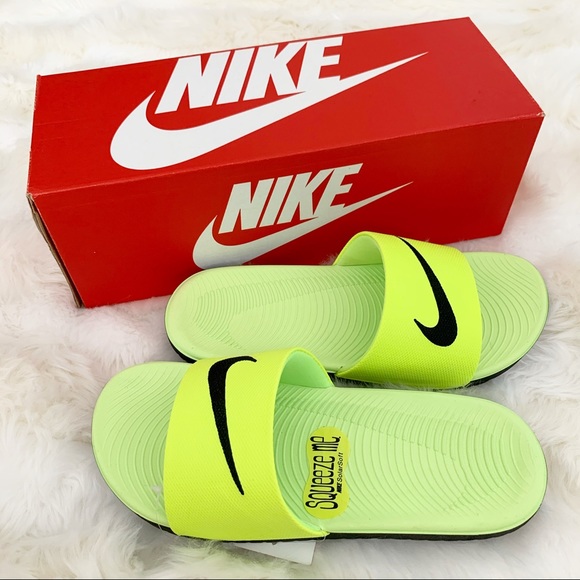 nike slippers neon